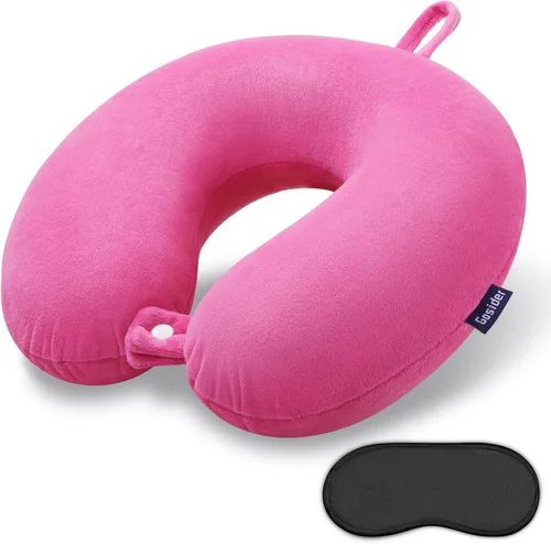 Miniatura 21 de Almohada de viaje de cuello en espuma viscoelástica de terciopelo naranja Gosider para avión, coche, tren