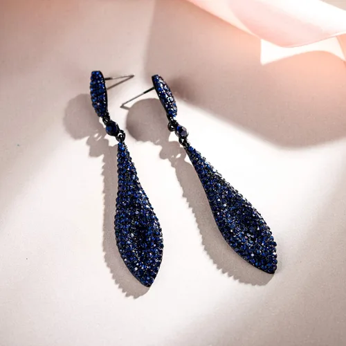 Miniatura 3 de EVER FAITH - Aretes largos de cristal austriaco para mujer, diseño de doble gota