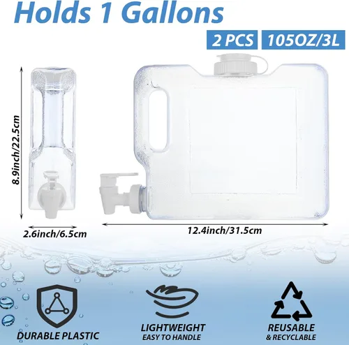 Miniatura 2 de Dispensador de agua para refrigerador, dispensador de agua de plástico para refrigerador, contenedor de agua con espita y tapa de rosca, dispensador
