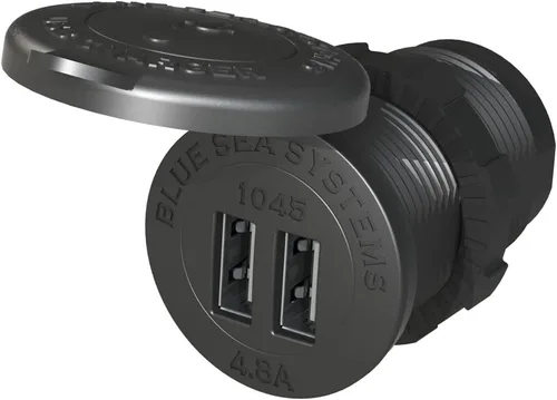 Blue Sea Systems 1045 carga rápida 4.8A cargador dual USB Socket Mount, 12V/24V