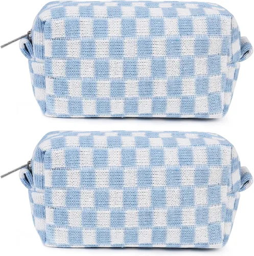 Miniatura 56 de SOIDRAM 6 Piezas Bolsa de Maquillaje a Cuadros Preppy Bolsa de Cosméticos a Granel Rosa Negra Bolsa de Maquillaje Personalizada Bolsa de Viaje de 6