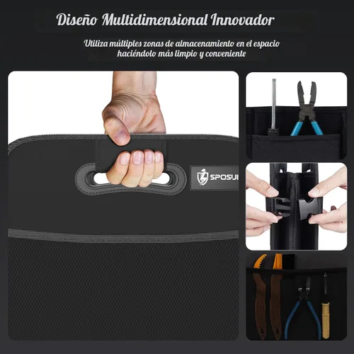 Miniatura 5 de Sposuit Organizador de maletero para automóvil, almacenamiento plegable de 70 litros con 11 bolsillos y asas reforzadas, organizadores de maletero