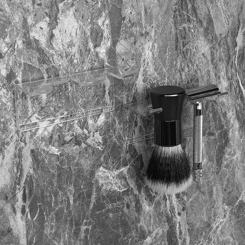 Miniatura 14 de Paquete de 2 soportes acrílicos para maquinilla de afeitar con cubierta para ducha, organizador de afeitadora montado en la pared con ventosa