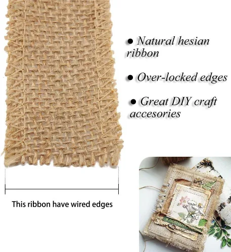 Miniatura 5 de DECORA 10 yardas de cinta de arpillera natural con lazo para moño, 2 pulgadas de ancho