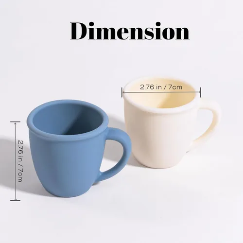 Miniatura 2 de Taza de entrenamiento de silicona para bebés y niños, taza de aprendizaje para niños pequeños con asas, taza abierta para bebés de 6 meses y 4 Azul