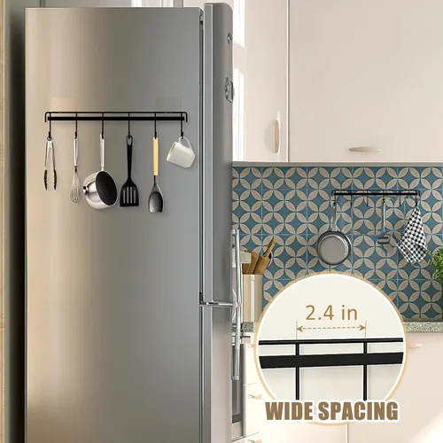 Miniatura 6 de Utensil Hooks Wall Utensil Holder Rail with 6 Hooks Kitchen Utensils Hanger No Drilling Wall Mounted Adhesive Utensil Hooks for Kitchen, Bathroom