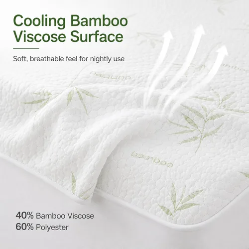 Miniatura 5 de Protector de colchón de viscosa de bambú impermeable, suave, silencioso y transpirable, bolsillo profundo de hasta 18 pulgadas, lavable a máquina
