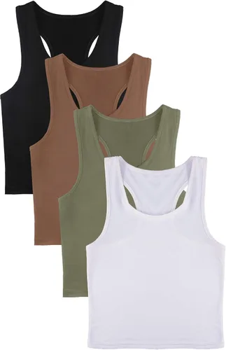 Miniatura 4 de Boao 4 camisetas básicas sin mangas de espalda cruzada para mujer