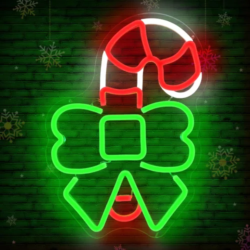 Letrero de neón de caramelo de Navidad para decoración de pared, letrero de neón de Navidad regulable para dormitorio, letreros de luz LED de neón