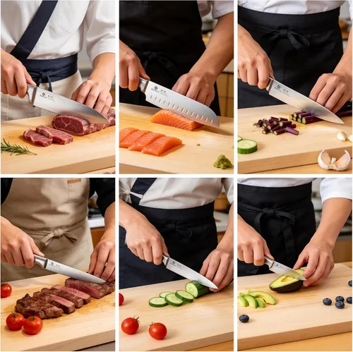 Miniatura 4 de imarku Juego de 15 cuchillos con afilador integrado, juego de cuchillos de cocina de acero inoxidable japonés de alto carbono, apto