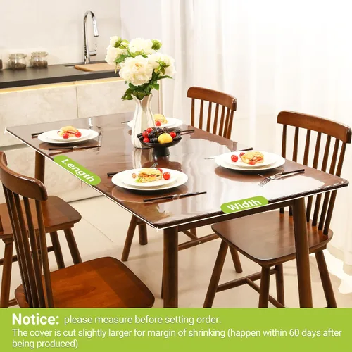Miniatura 7 de ETECHMART Protector de mesa de plástico transparente rectangular de 12 x 24 pulgadas, protector de mesa grueso impermeable transparente para mesa