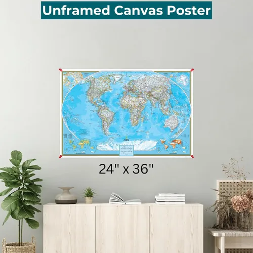 Miniatura 2 de National Geographic - Mapa de viaje – Póster de lienzo con mapa del mundo clásico con alfileres – Mapa personalizado del mundo – Grande 24 x 36