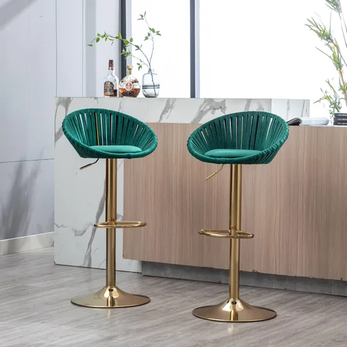 Miniatura 12 de Taburetes de bar modernos y ajustables giratorios, taburete de bar de cocina con respaldo, juego de 2, sillas de bar de estilo ocio, para isla
