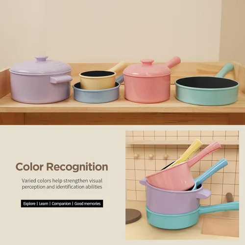 Miniatura 4 de GILOBABY Accesorios de Cocina de Juguete, Conjuntos de Comida de Juguete para Cocina de Juguete para Niños con Juego de Ollas y Sartenes, Utensilios