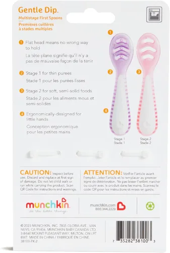 Miniatura 7 de Cucharas Munchkin® Gentle Dip™ para bebés para autoalimentación y destete con luz LED, paquete de 3, rosa/morado Rosado/Púrpura