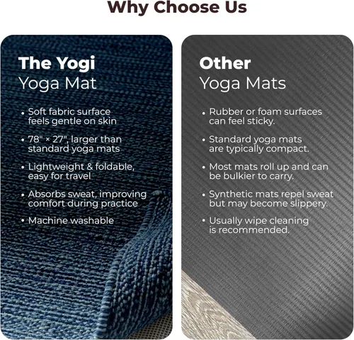 Miniatura 5 de Live Well 360 Tapete de yoga hecho a mano de algodón orgánico, no tóxico, sin productos químicos y totalmente natural, tapete de yoga de tela