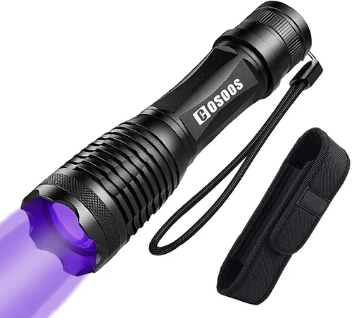 COSOOS Linterna UV de luz negra, luz blanca 2 en 1 y luz negra de 395 nm, detector de orina de mascotas para orina de perro/gato, manchas secas,