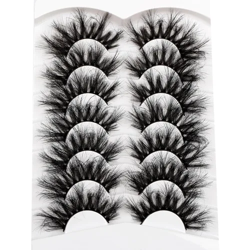 Miniatura 308 de Pooplunch - Pestañas postizas finas de visón sintético, estilo ojo de gato, naturales, cruzadas, tipo racimo, efecto 8D de volumen, tiras