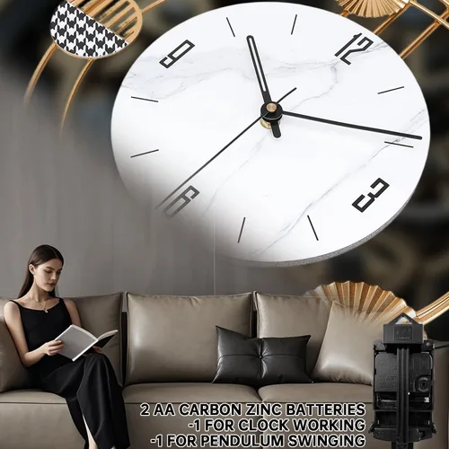 Miniatura 3 de Reloj de Pared para Sala de Estar, Cuarzo de Calidad Silenciosa Operado con Batería con Péndulo, Relojes de Pared Grandes Analógicos para Sala