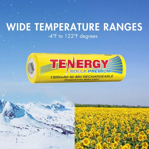 Miniatura 3 de Tenergy Solla - Batería recargable NiMH AA de alta calidad, baterías solares de 1300 mAh para luces solares de jardín, antifugas, durabilidad al