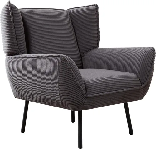 Miniatura 7 de AMERLIFE Silla decorativa, silla tapizada para sala de estar con respaldo alto, sillón de lectura gris para dormitorio, cómoda silla de pana