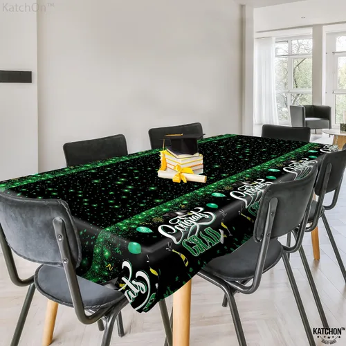 Miniatura 6 de KatchOn, Manteles de graduación verdes y negros, extra grandes de 108 x 54 pulgadas, paquete de 3 Decoraciones de graduación verde y negro 2026
