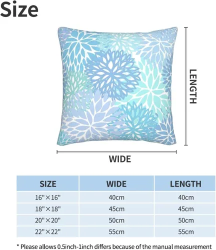 Miniatura 2 de Perinsto Juego de 2 fundas de almohada decorativas de flores de crisantemo azul, fundas de almohada suaves para sofá, cama, decoración del hogar, 16