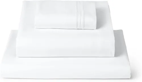 Mellanni Juego de sábanas para cama individual, 3 piezas de la colección icónica, sábanas y fundas de almohada, lujosas y extra suaves, 1102 blanco