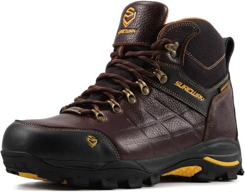 Miniatura 11 de SUREWAY Botas de trabajo impermeables de acero y punta suave de 6 pulgadas para hombre, botas de seguridad de cuero antideslizantes