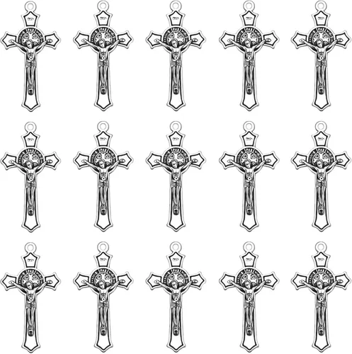 30 dijes de plata antigua con cruz de Jesús crucifijo y Cristo para hacer manualidades, accesorios para bricolaje, collar, pulsera