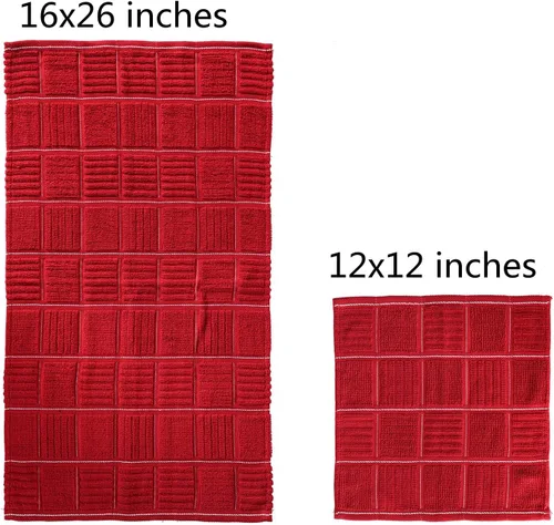 Miniatura 2 de Glynniss Juego de toallas y paños de cocina rojos, juego de paños de cocina y trapos para lavar platos, limpiar y secar, paquete de 8 (rojo)