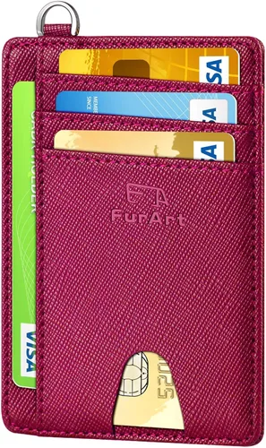 FurArt - Cartera minimalista delgada con bolsillo frontal, bloqueo de identificación de radiofrecuencia (RFID), tarjetero, para hombres y mujeres