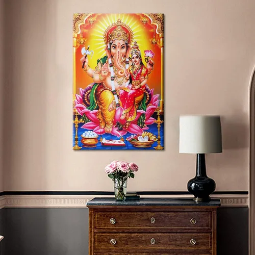 Miniatura 2 de TUMOVO Lord Ganesha - Decoración de pared Ganapati de Deidad india, cuadros impresos en lienzo, pósteres de pintura hinduismo cultural hindú