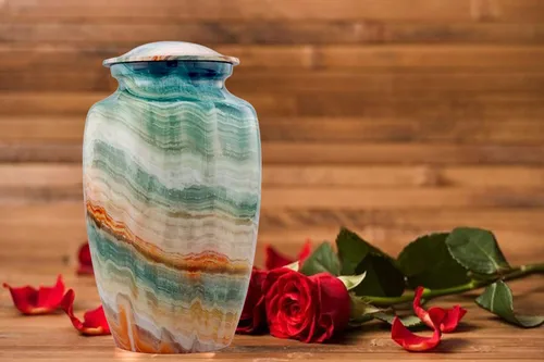 Miniatura 2 de Urnas de cremación conmemorativas para cenizas humanas Urna de cremación grande hecha a mano con acabado de mármol para adultos, urnas decorativas