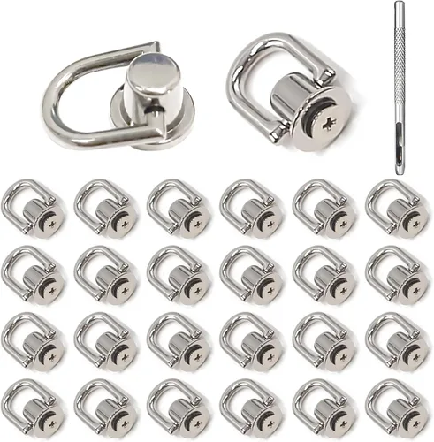 Miniatura 8 de Remaches - Anillo en D, tornillo de bola, botón de cabeza de poste de bola, anillo de metal con perforador de agujero, mochila para manualidades