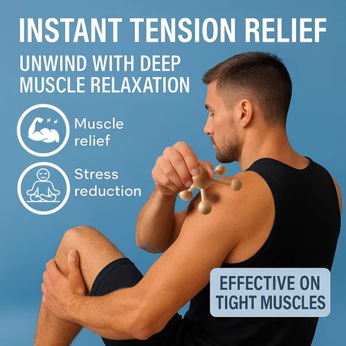 Miniatura 6 de Masajeador de mano de madera natural, alivio muscular relajante, rodillo de limpieza revitalizante, herramienta de terapia calmante para la espalda