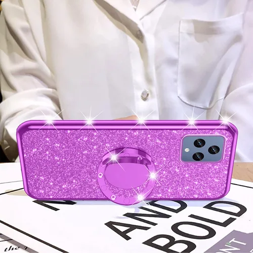 Miniatura 8 de Funda para T-Mobile Revvl 6 5G (no Revvl 6 Pro), Funda para T-Mobile T Phone 5G/Revvl 6X Niñas Mujeres Glitter Linda Cubierta Transparente de Púrpura