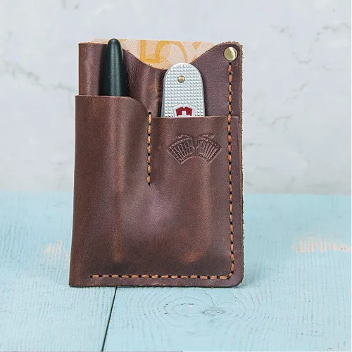 Miniatura 4 de Funda de cuero EDC para bolsillo de hombre, funda hecha a mano, funda para cuchillo, cartera