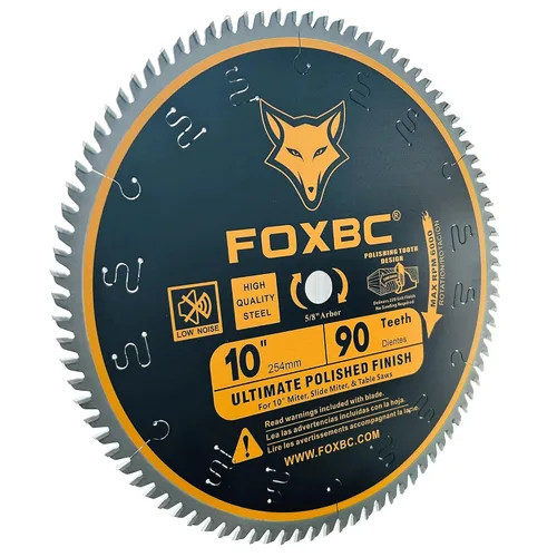 Miniatura 4 de FOXBC Hoja de sierra de 10 pulgadas con 90 dientes de acabado pulido Ultimate para madera, eje de 5/8 pulgadas
