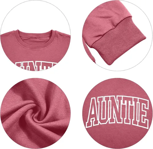 Miniatura 6 de LOTUCY Sudadera de manga larga con cuello redondo para mujer con estampado de letras de tía