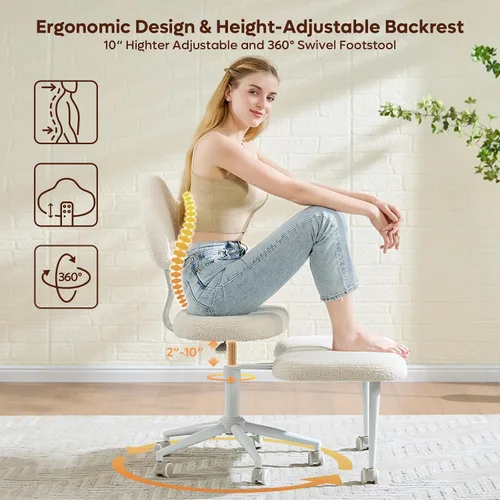 Miniatura 4 de Pinmoco Silla de Oficina para Sentarse con Piernas Cruzadas con Ruedas, Silla de Meditación, Silla TDAH para Adultos, Respaldo y Asiento más Anchos