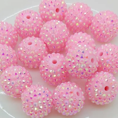 Miniatura 23 de Cuentas de diamantes de imitación de colores redondas espaciadoras para joyería, pulsera, collar, bolígrafo, bolsa, cadena, suministros de 0.630 in