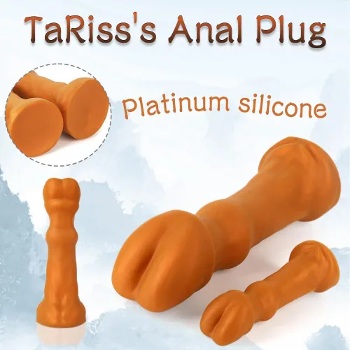 Miniatura 2 de TaRiss's Consolador anal suave de silicona con base de ventosa, juguete sexual para hombres, mujeres, parejas, dorado, XXL, 14.76 pulgadas