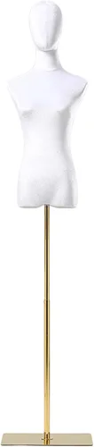 Miniatura 13 de Torso de maniquí de forma de vestido femenino, altura del cuerpo del maniquí de terciopelo ajustable, con brazo de madera maciza y base de metal