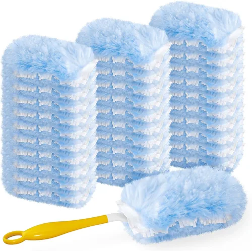 Recambio de plumero para Swiffer Duster, 30 repuestos de plumero resistentes de 2 lados 360° con 1 mango, 4 microfibras, plumeros desechables para