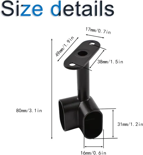 Miniatura 2 de INCREWAY 2 piezas de soporte de barra de armario ovalada de esquina 90 ° resistente accesorios de armario para ropa riel de ropa asiento para barra