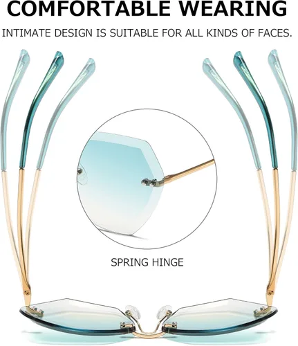 Miniatura 5 de AEVOGUE - Los lentes de sol para mujer sin bordes lentes de corte de diamante de tamaño grande AE0534