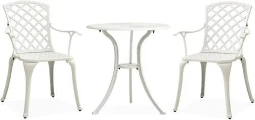 Miniatura 10 de Juego de 3 piezas de bistró de aluminio fundido negro, muebles de patio al aire libre, muebles de exterior, juego de patio, muebles de balcón