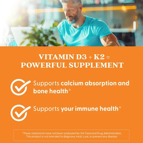Miniatura 5 de Doctor's Best Suplemento de vitamina D3 y K2 para hombres y mujeres – Vitamina D3 5000 UI + K2 como MK-7, apoyo a la salud ósea, sin gluten, sin