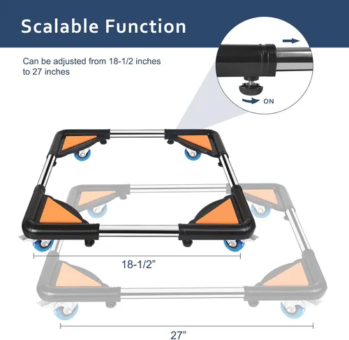 Miniatura 2 de SPACECARE Soporte para Mini Nevera Mueble Carretilla Móvil con 4 Ruedas con Seguro - Base Ajustable Soporte para Refrigerador Lavadora Carrito Móvil